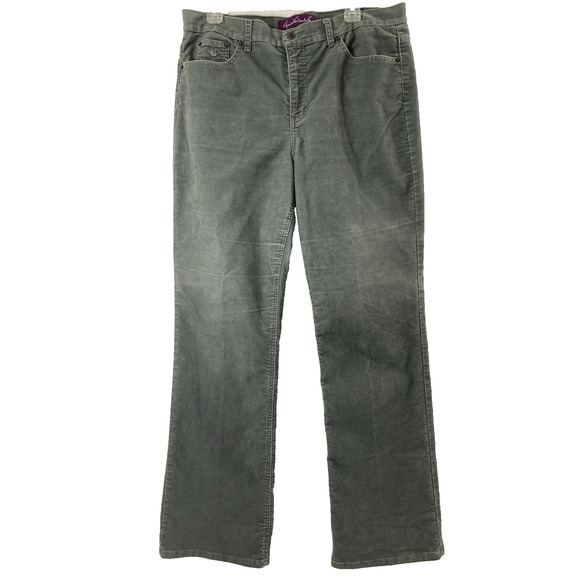 Gloria Vanderbilt Corduroy Jeans Womens Plus Size 16 Gray Bootcut Pockets Pants - Picture 1 of 11